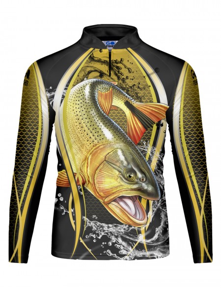 Camiseta de Pesca infantil Go Fisher Action UV Dourado - GO 09