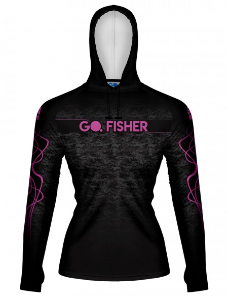 Camiseta de Pesca Feminina com Capuz Camuflado - GOCPZF 01