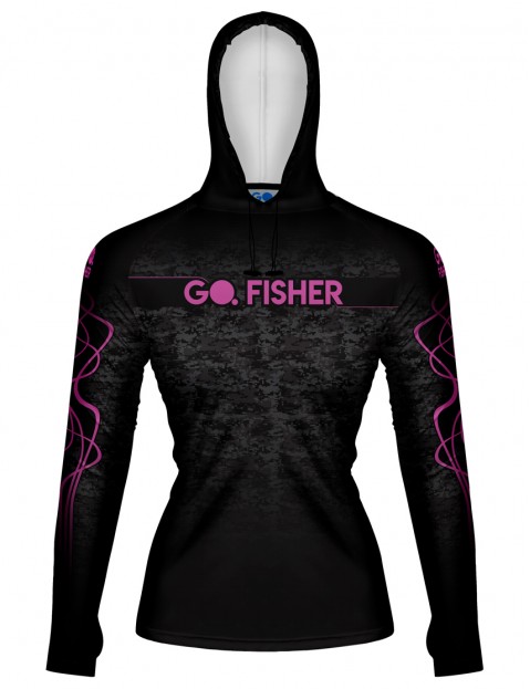 Camiseta de Pesca Feminina com Capuz Camuflado - GOCPZF 01