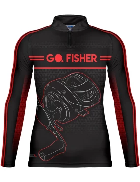 Camiseta de Pesca Go Fisher Action UV Carretilha - GF 10